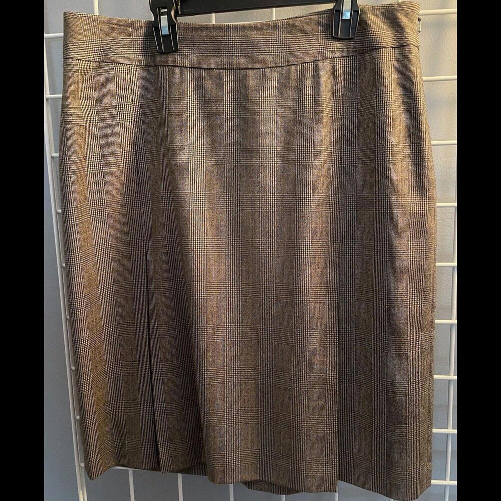 BROOKS BROTHERS Grey Plaid Wool Lined Skirt Sz 12